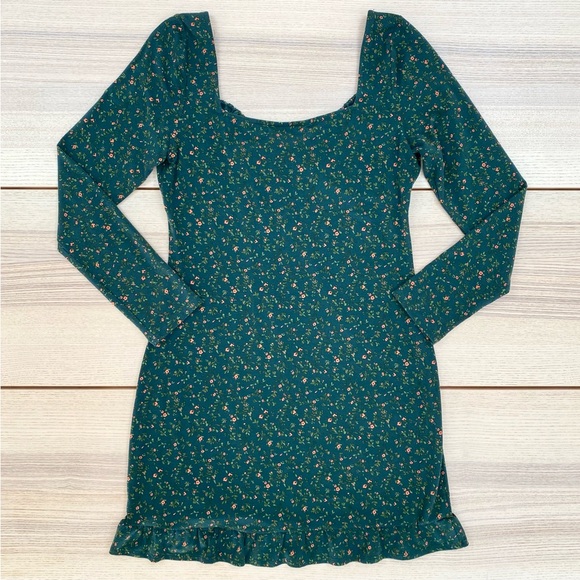 REFORMATION Anjeline Coriander Green Long Sleeve Mini Dress | Size L - Picture 6 of 10